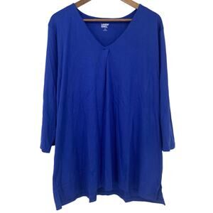LANDS' END NWOT Cobalt Blue V Neck Lightweight Tunic Shirt Top 2X Oversized